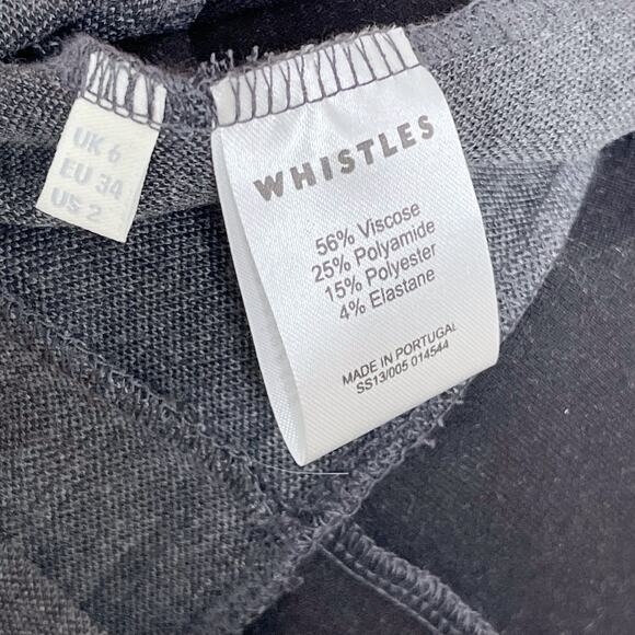 Whistles Size 2 Black Gray Knit Colorblock Long Sleeve Dress Bodycon Cocktail - Picture 8 of 9